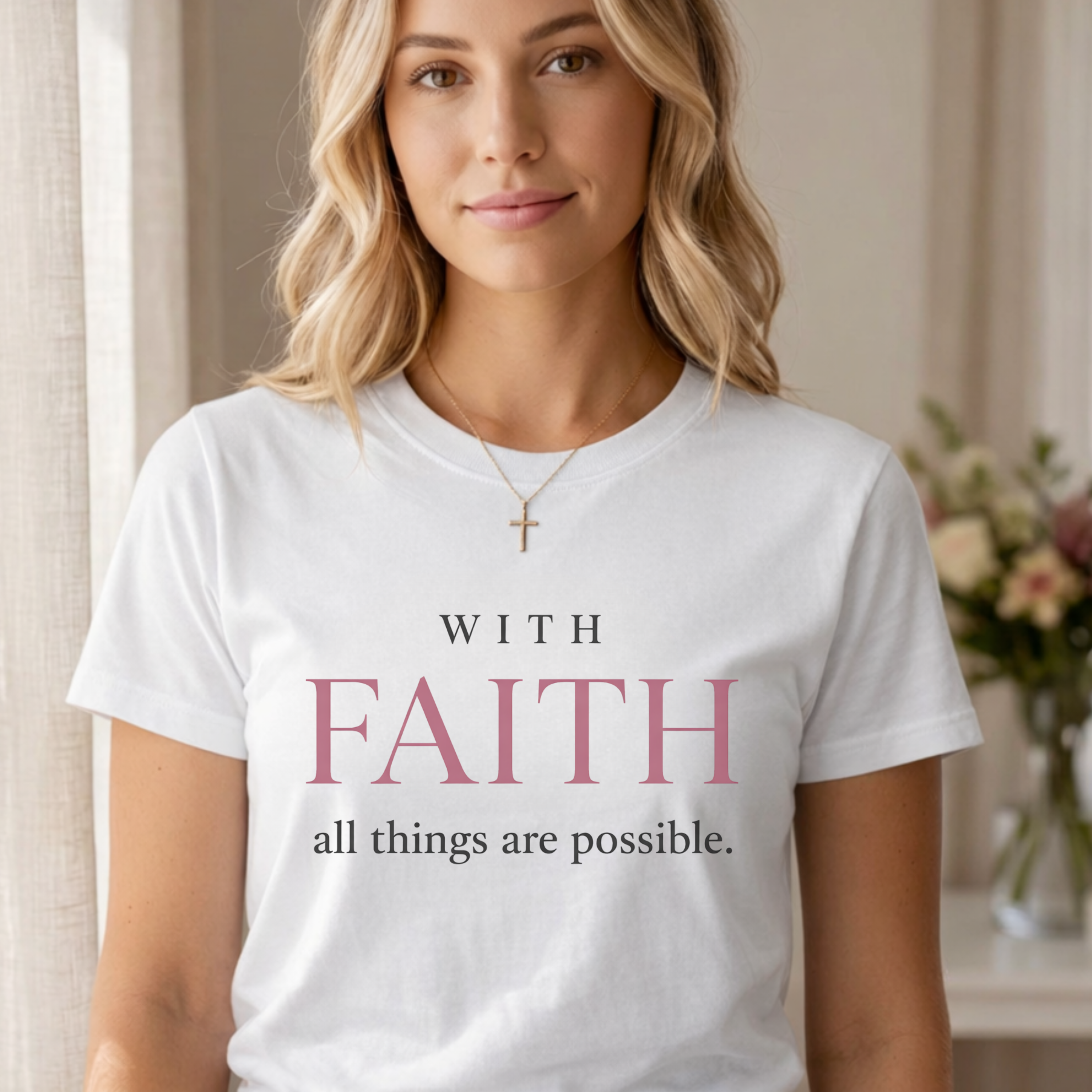 "With Faith" T-Shirt | Blush Rose