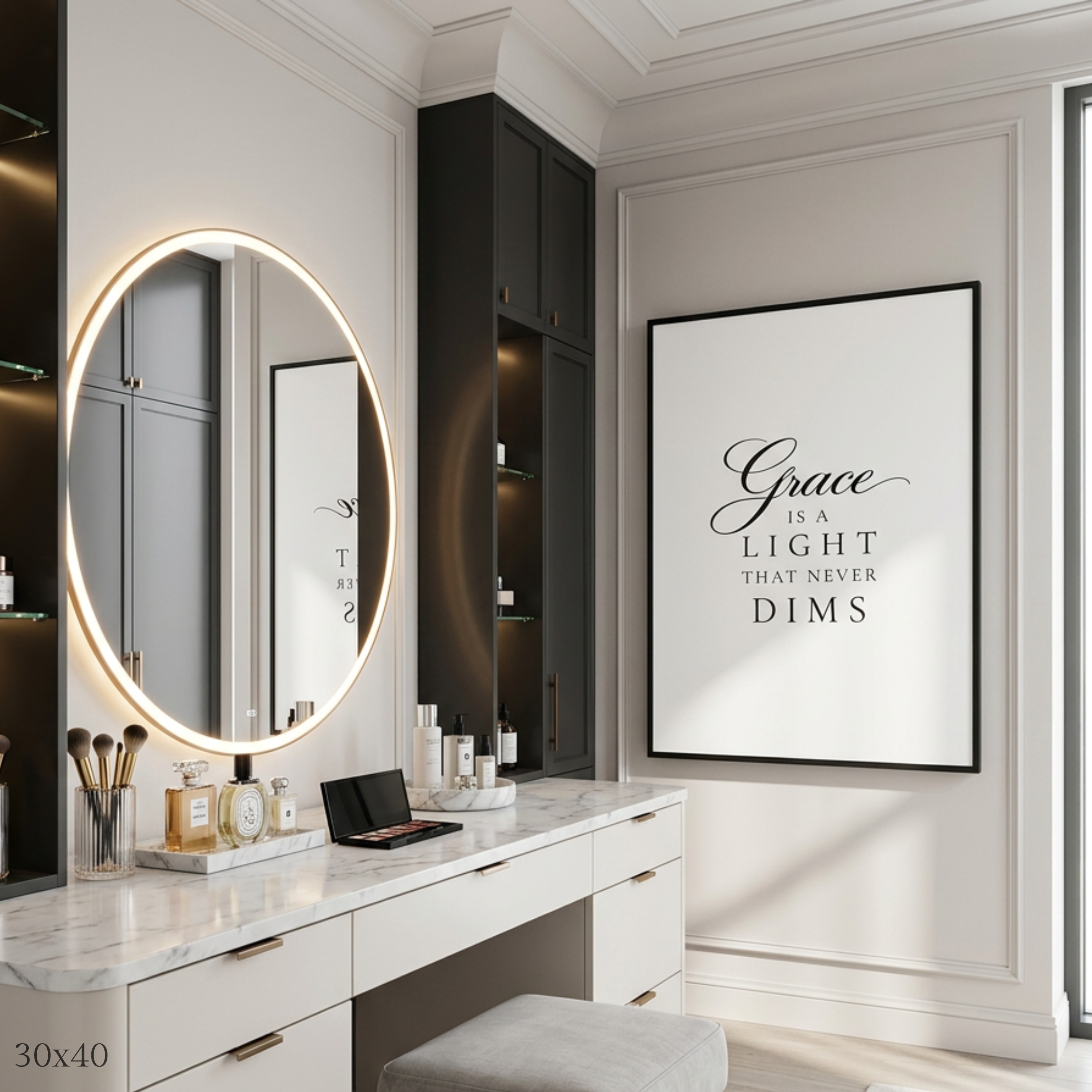 “Grace Is a Light” Canvas Wall Art | Black Frame