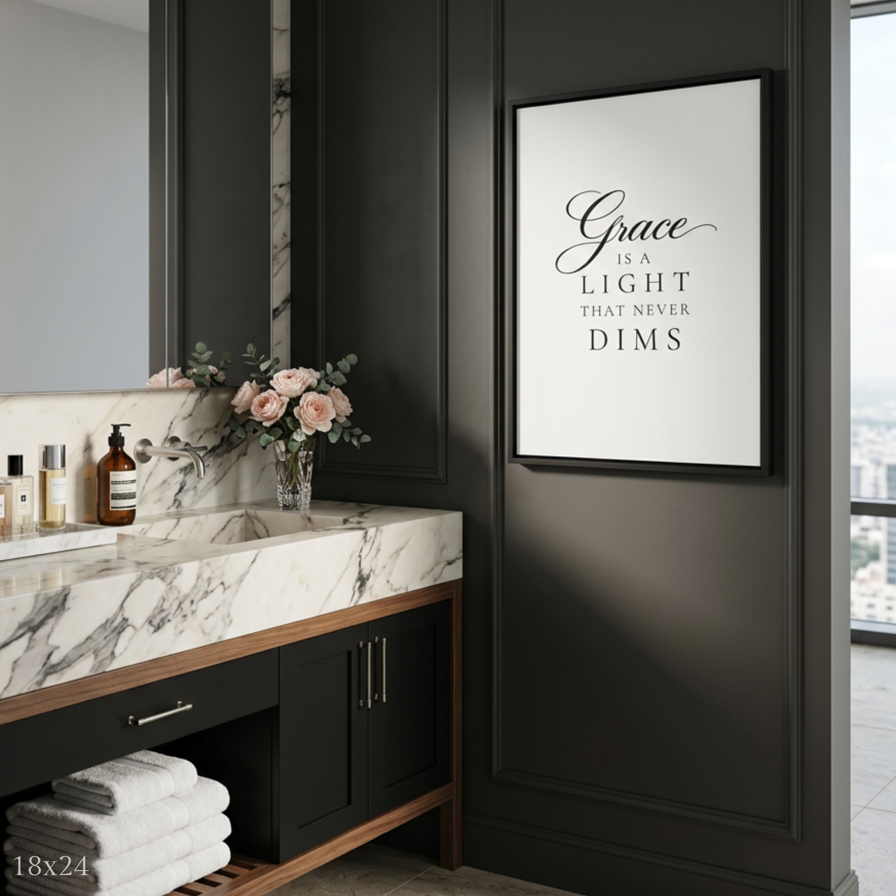 “Grace Is a Light” Canvas Wall Art | Black Frame