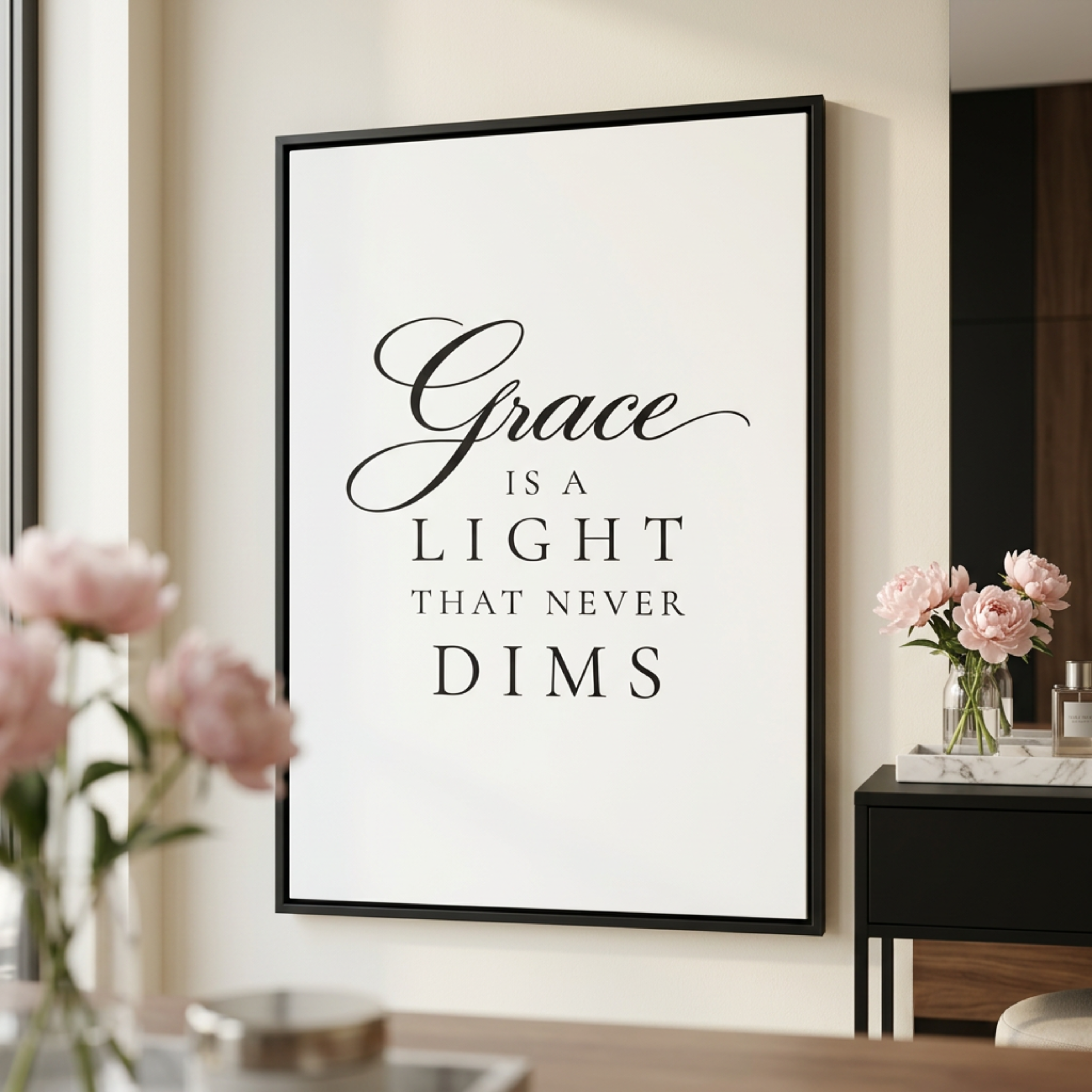 “Grace Is a Light” Canvas Wall Art | Black Frame
