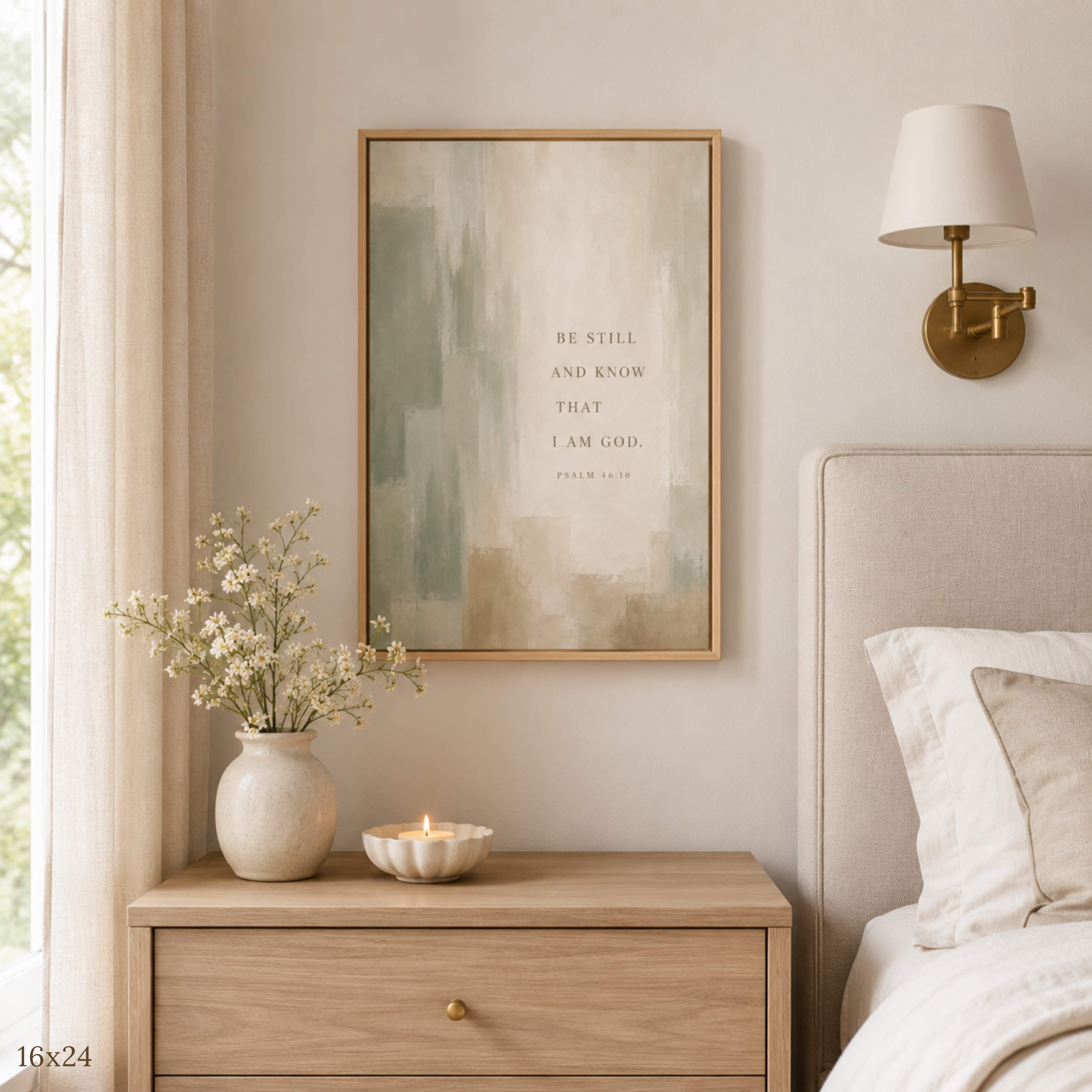Be Still and Know | Sage Psalm 46:10 Canvas Wall Art