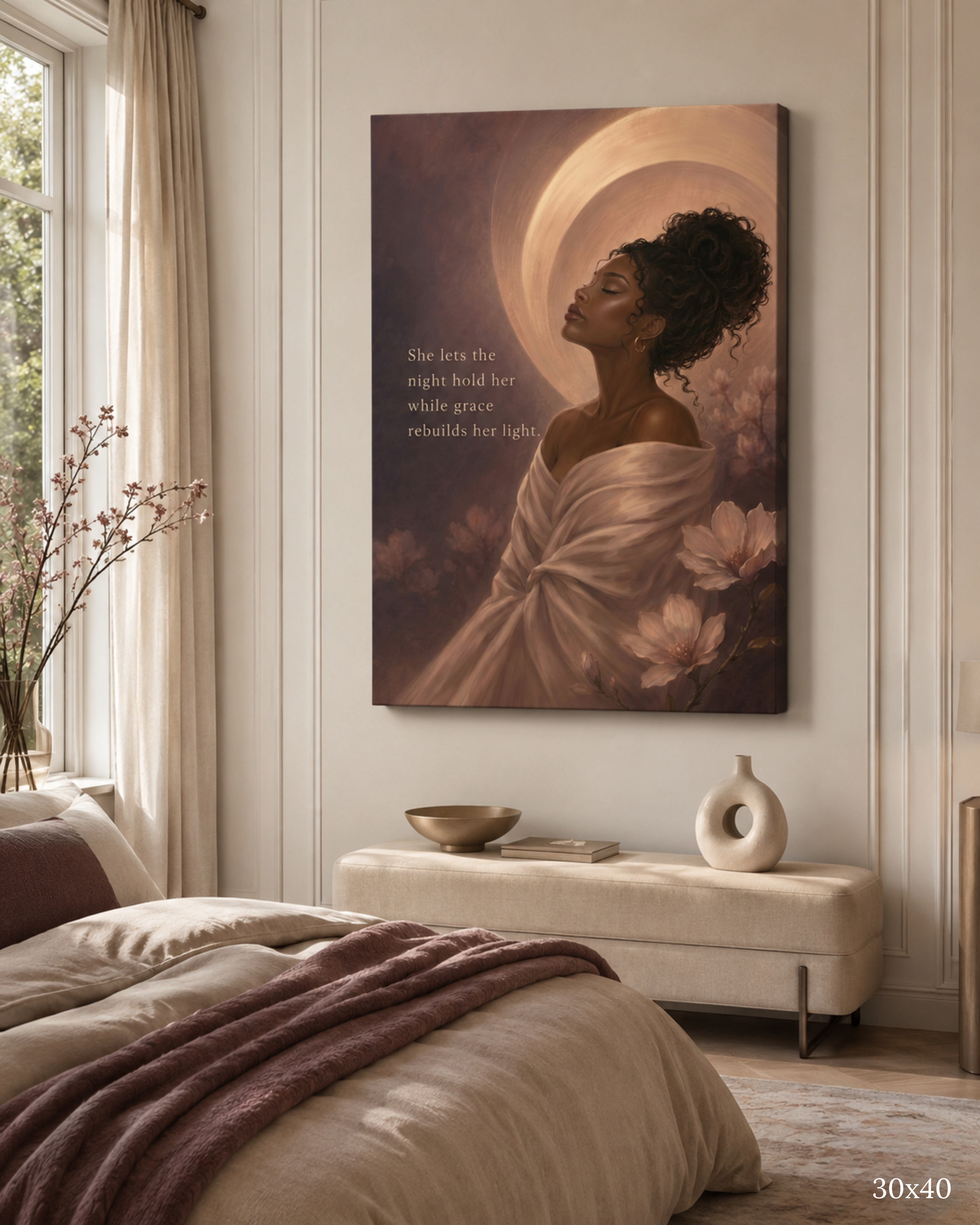 Grace Rebuilds Her Light | Inspirational Bedroom Wall Art
