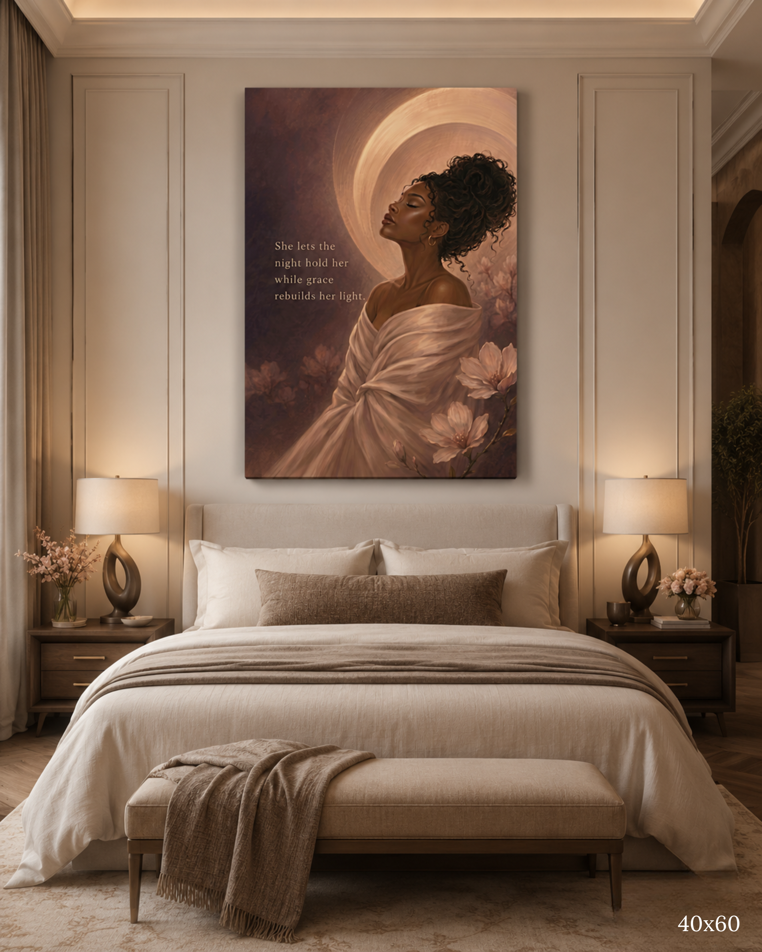 Grace Rebuilds Her Light | Inspirational Bedroom Wall Art