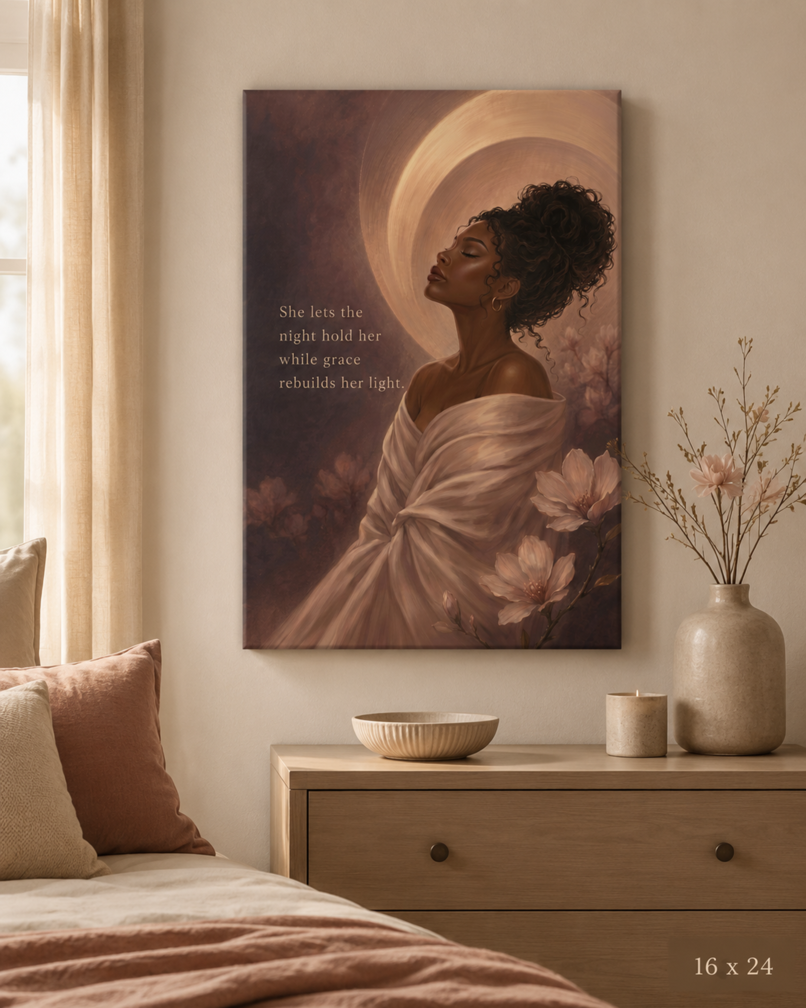 Grace Rebuilds Her Light | Inspirational Bedroom Wall Art