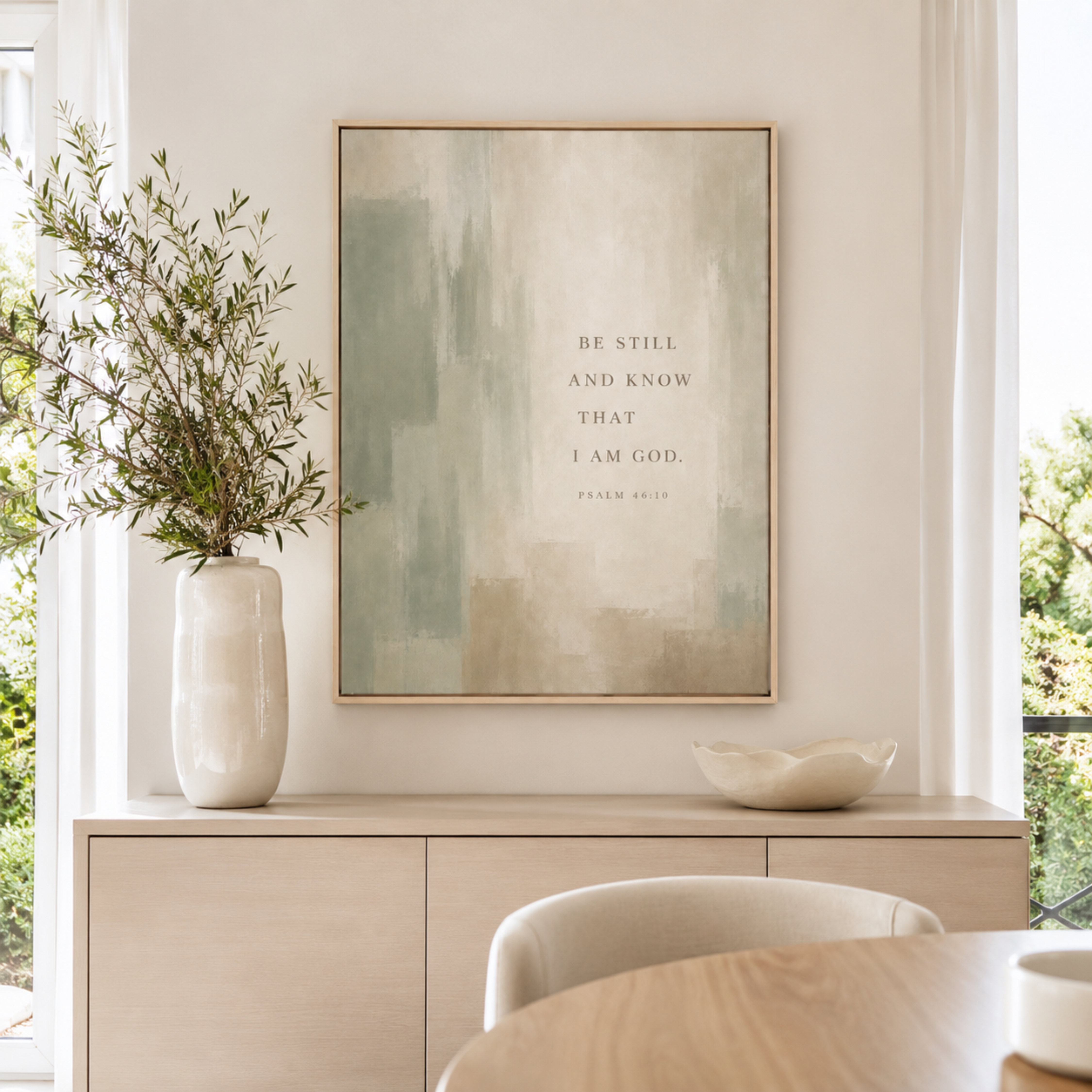 Be Still and Know | Sage Psalm 46:10 Canvas Wall Art