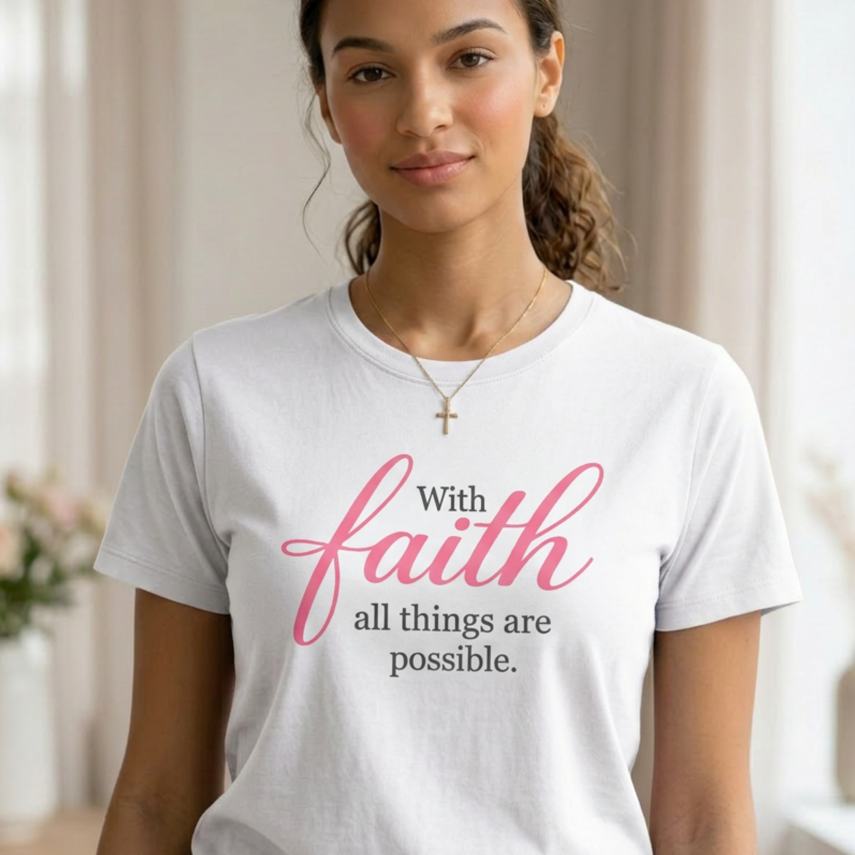 “With Faith” T-Shirt | Soft Pink