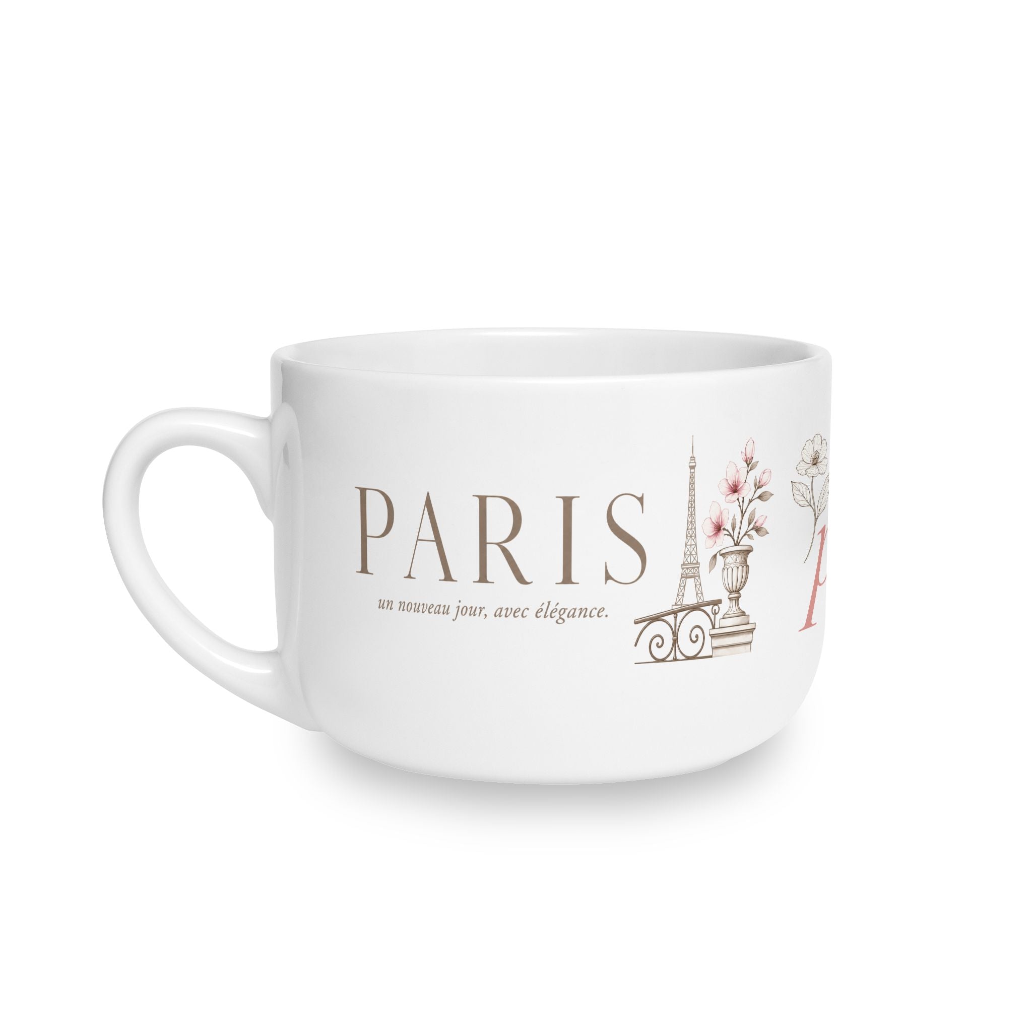 White Ceramic Latte Mug, 25oz