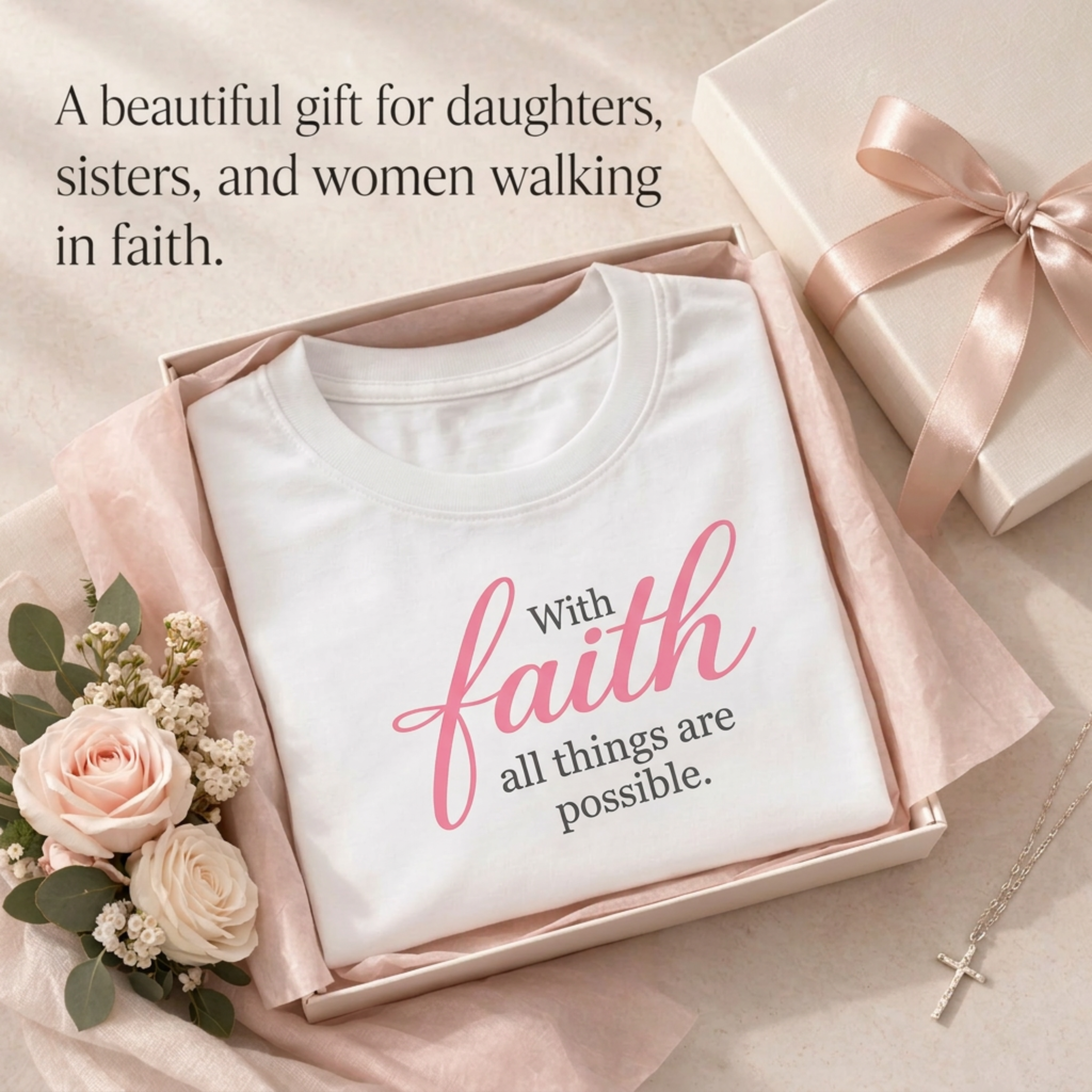 “With Faith” Everyday Tee | Soft Pink