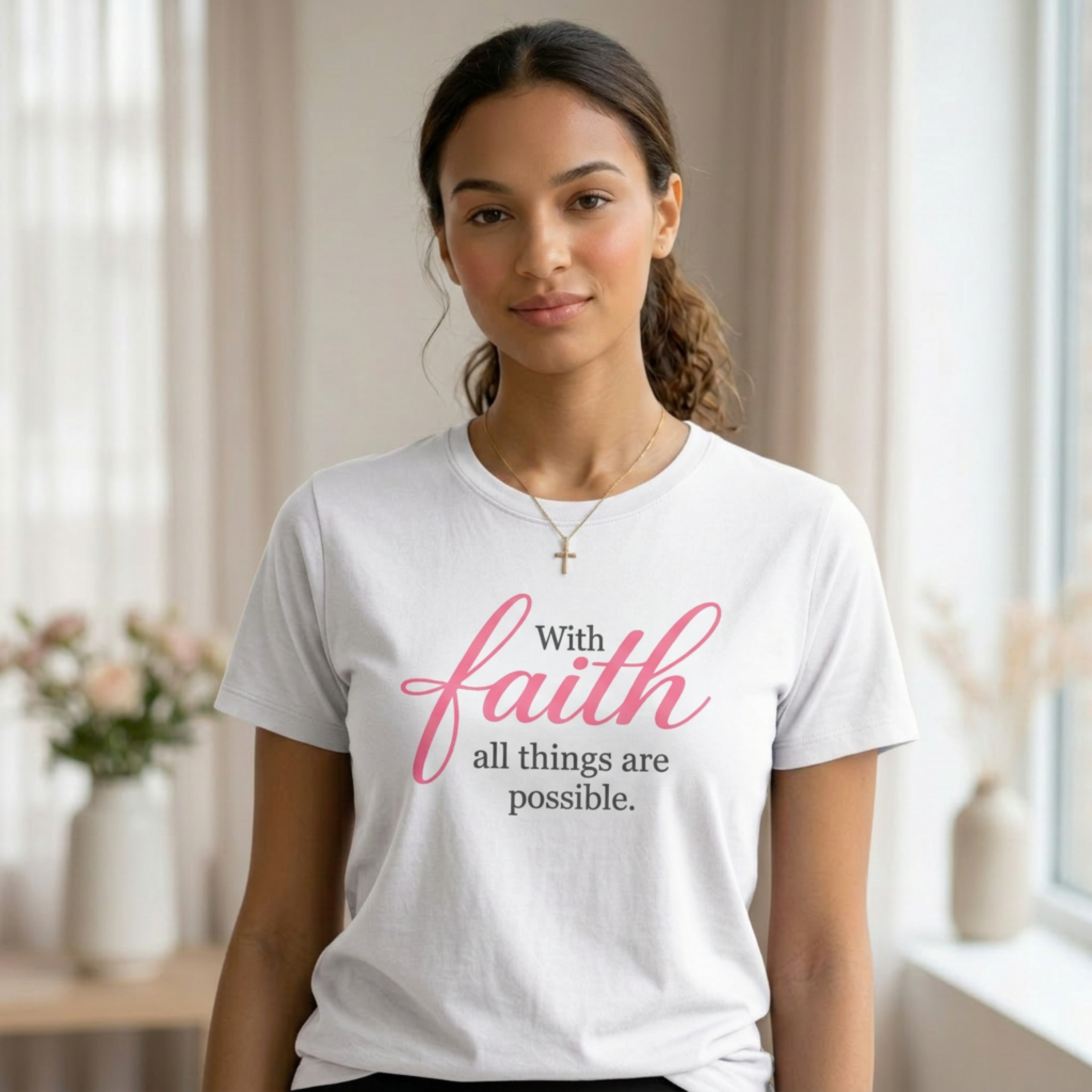 “With Faith” T-Shirt | Soft Pink