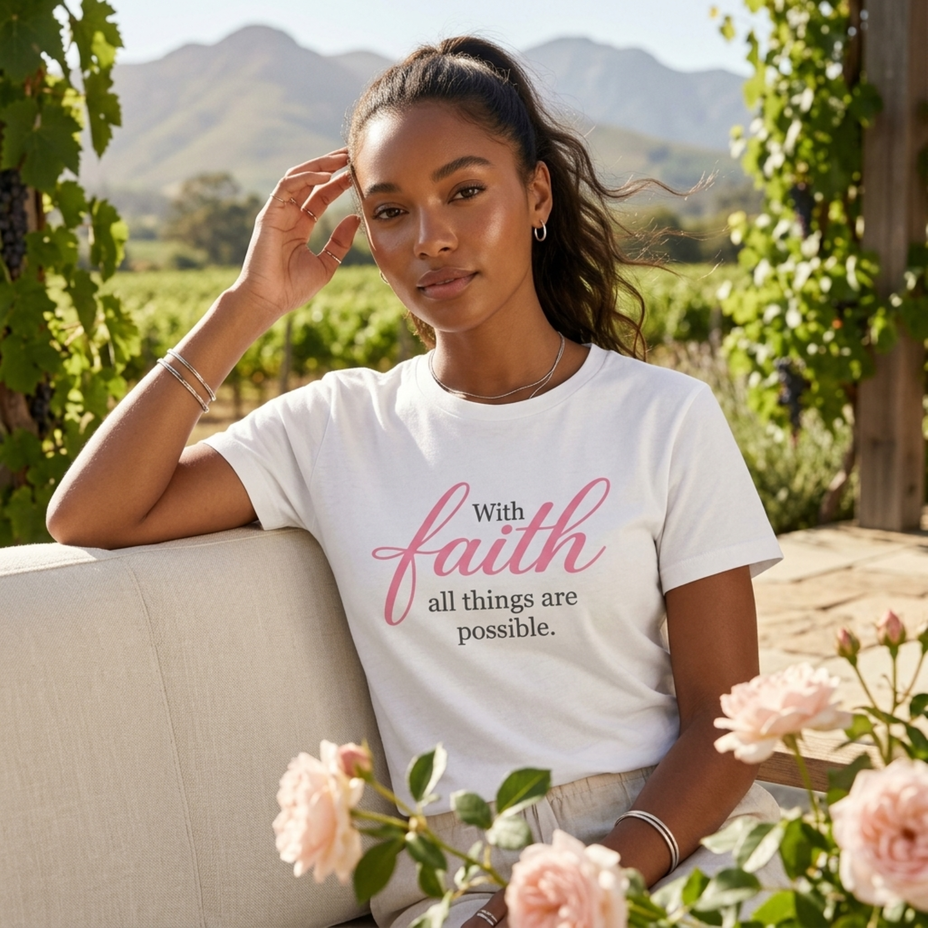 “With Faith” Everyday Tee | Soft Pink
