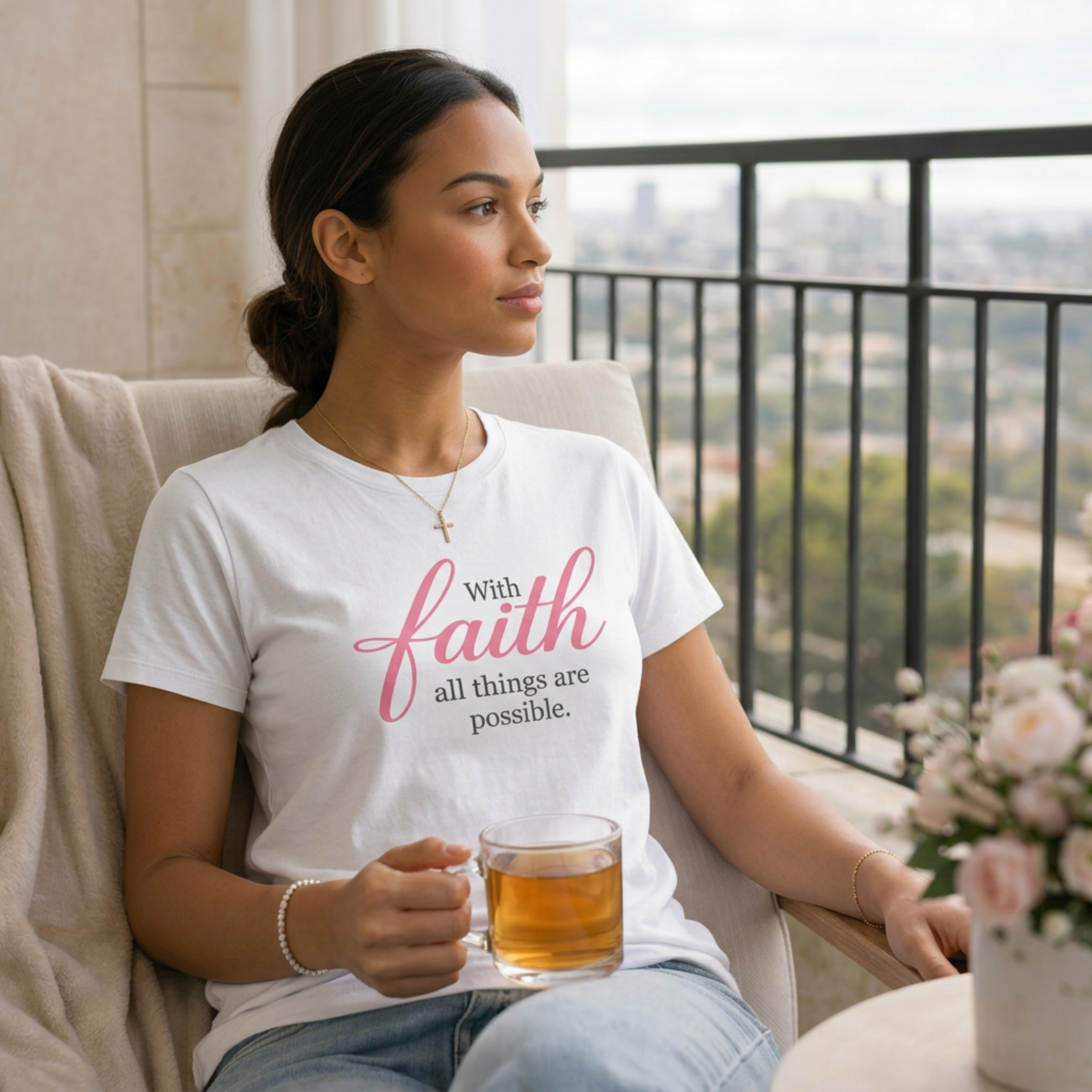 “With Faith” Everyday Tee | Soft Pink