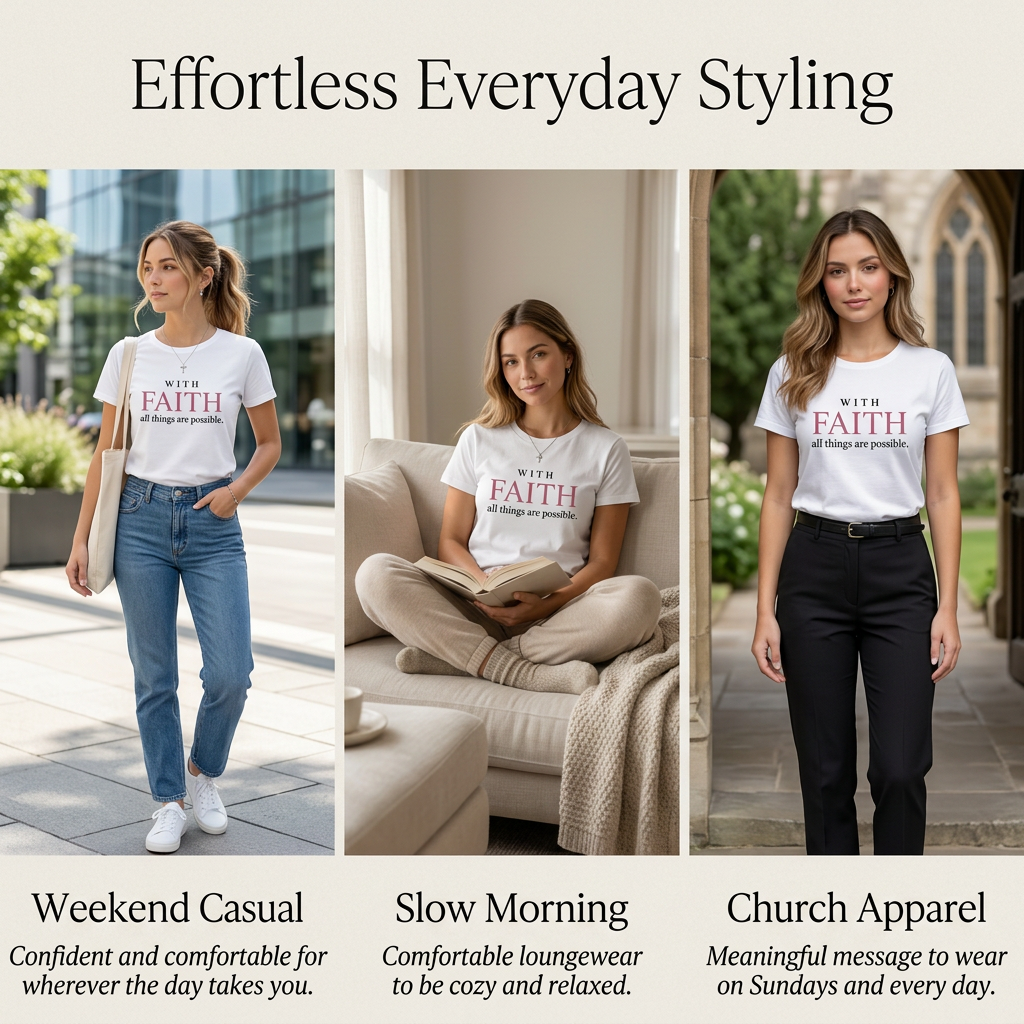 "With Faith" Everyday Tee | Blush Rose