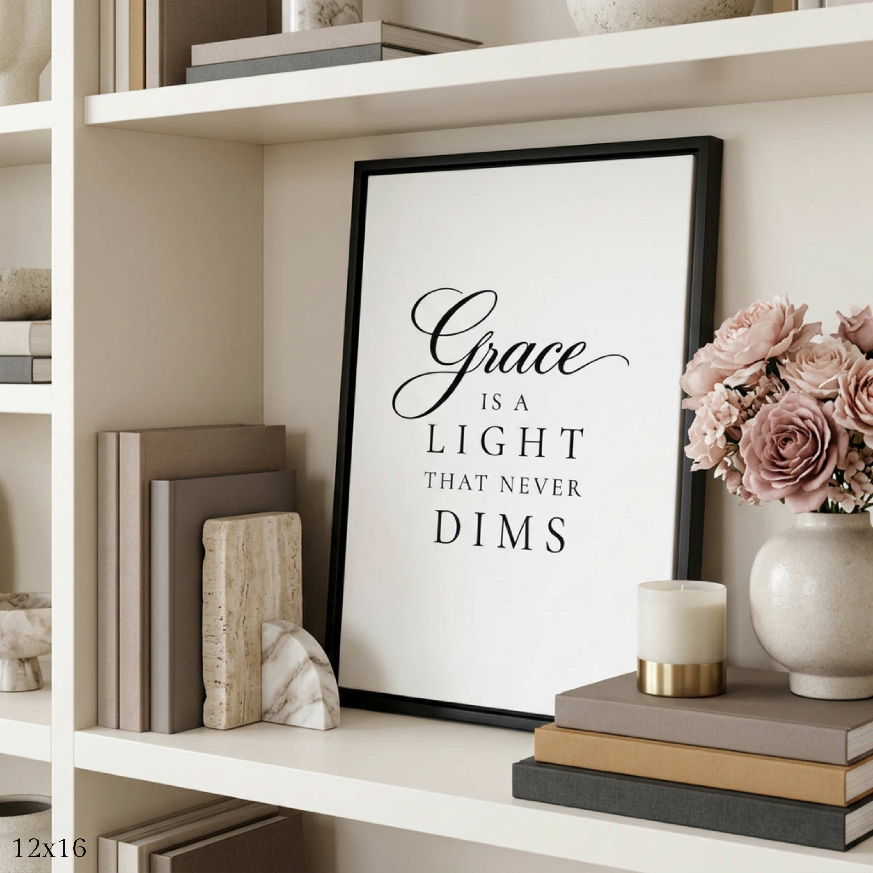 “Grace Is a Light” Canvas Wall Art | Black Frame