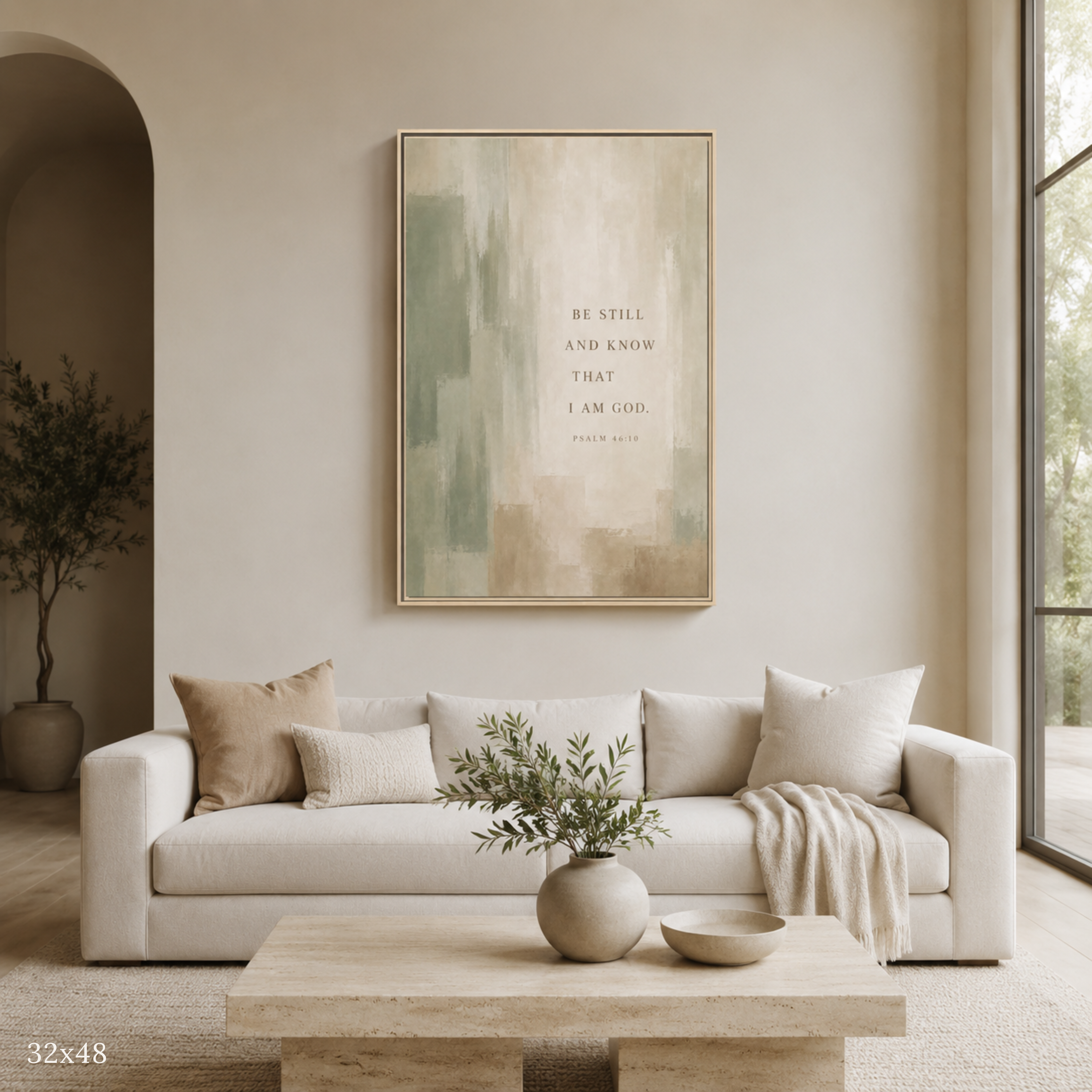 Be Still and Know | Sage Psalm 46:10 Canvas Wall Art