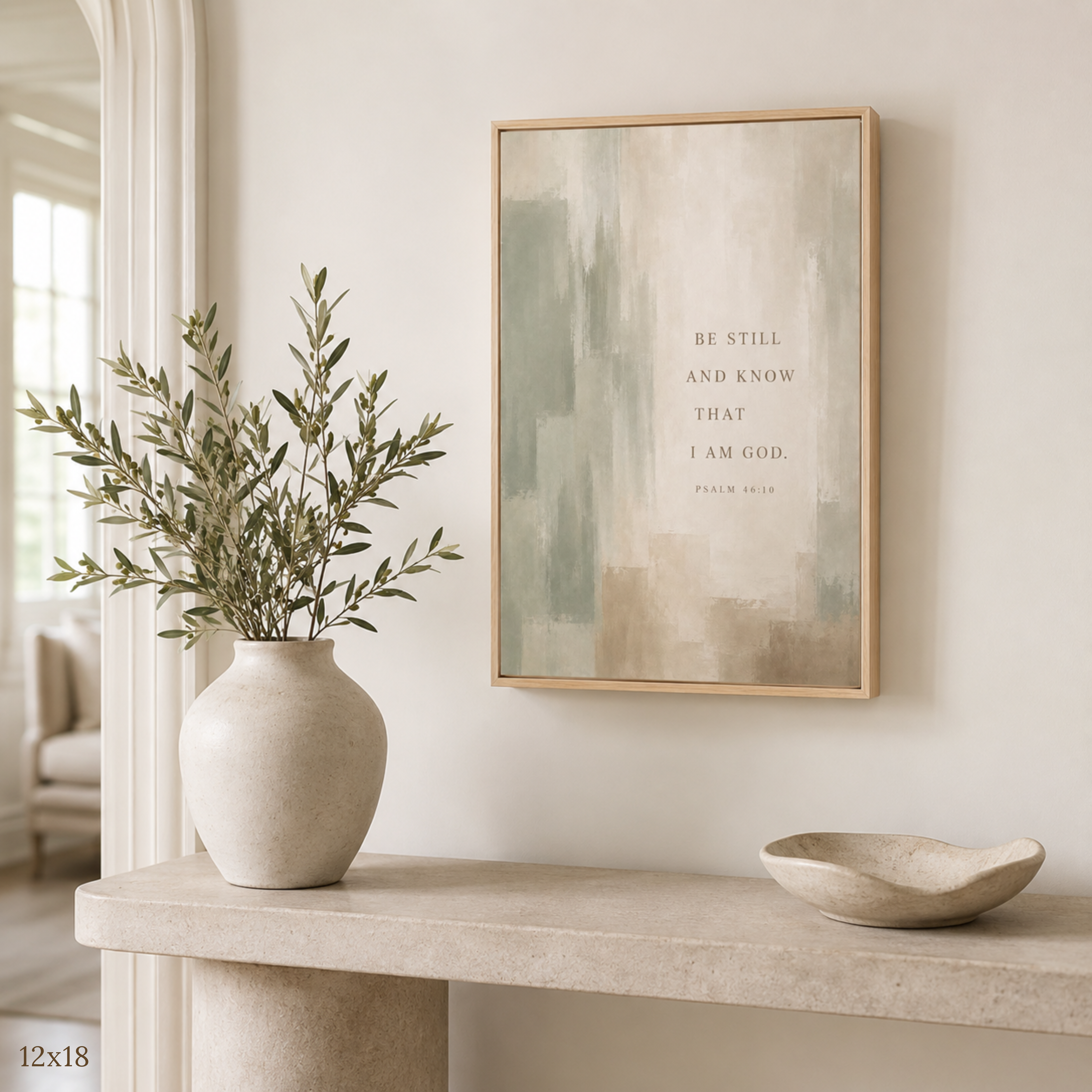 Be Still and Know | Sage Psalm 46:10 Canvas Wall Art