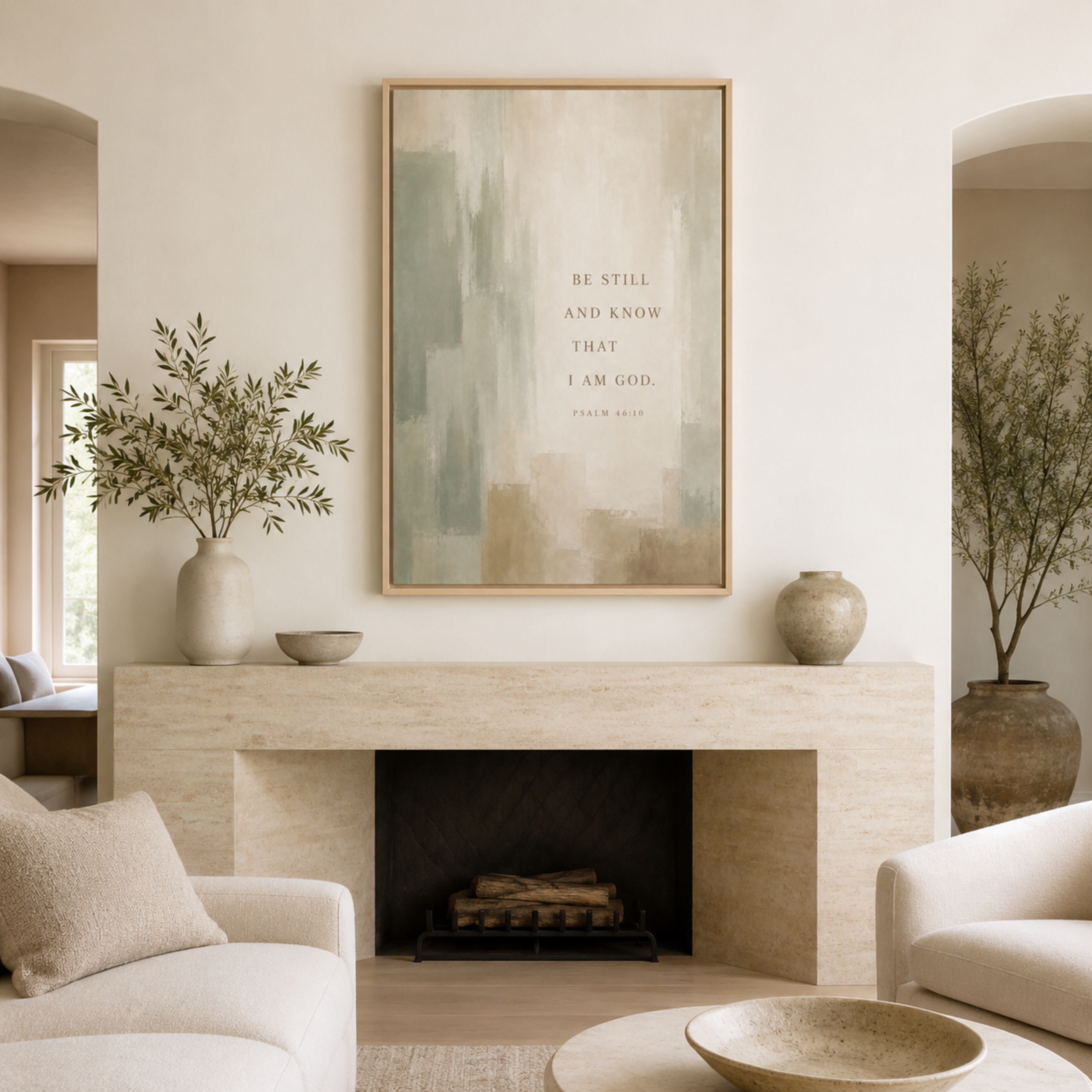 Be Still and Know | Sage Psalm 46:10 Canvas Wall Art