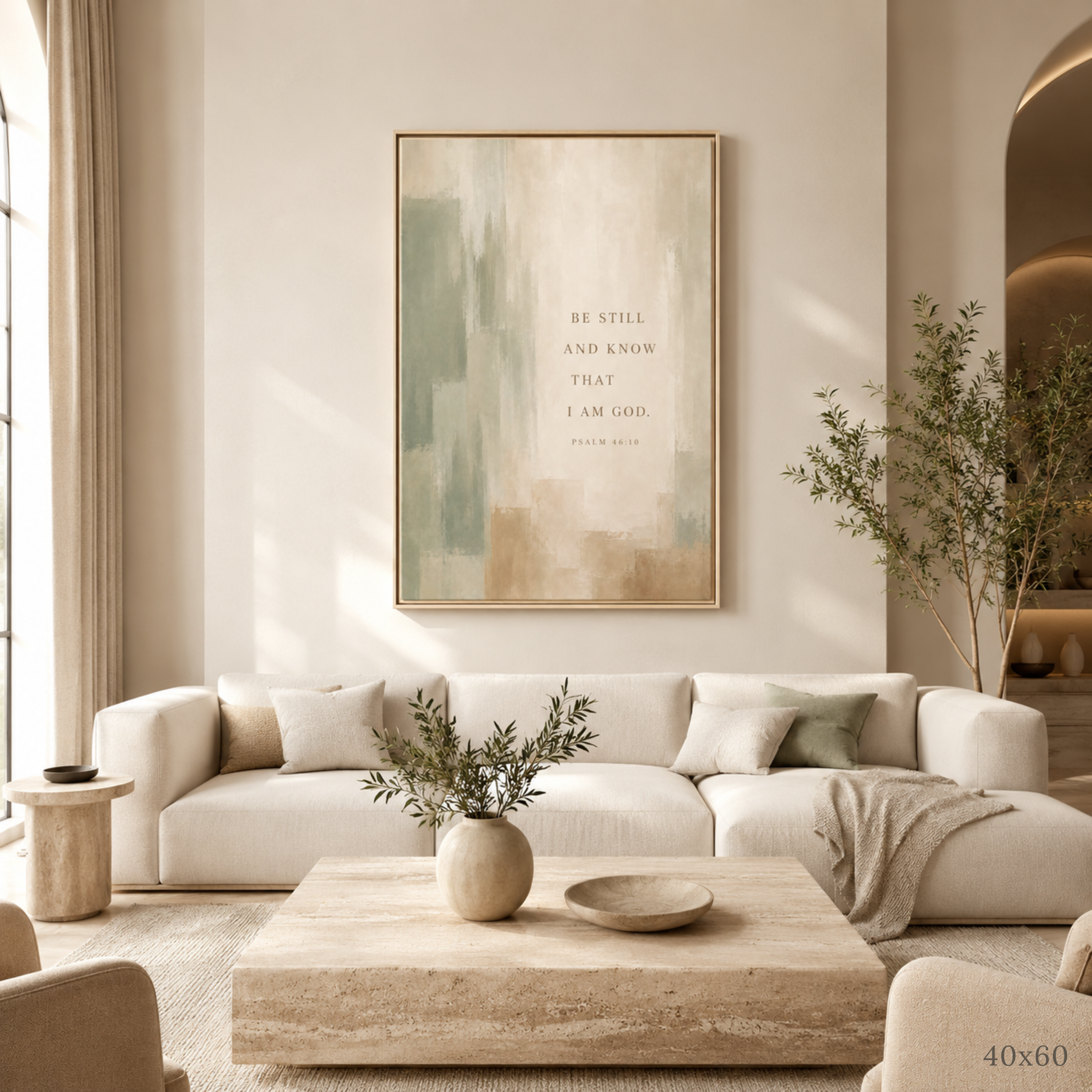 Be Still and Know | Sage Psalm 46:10 Canvas Wall Art