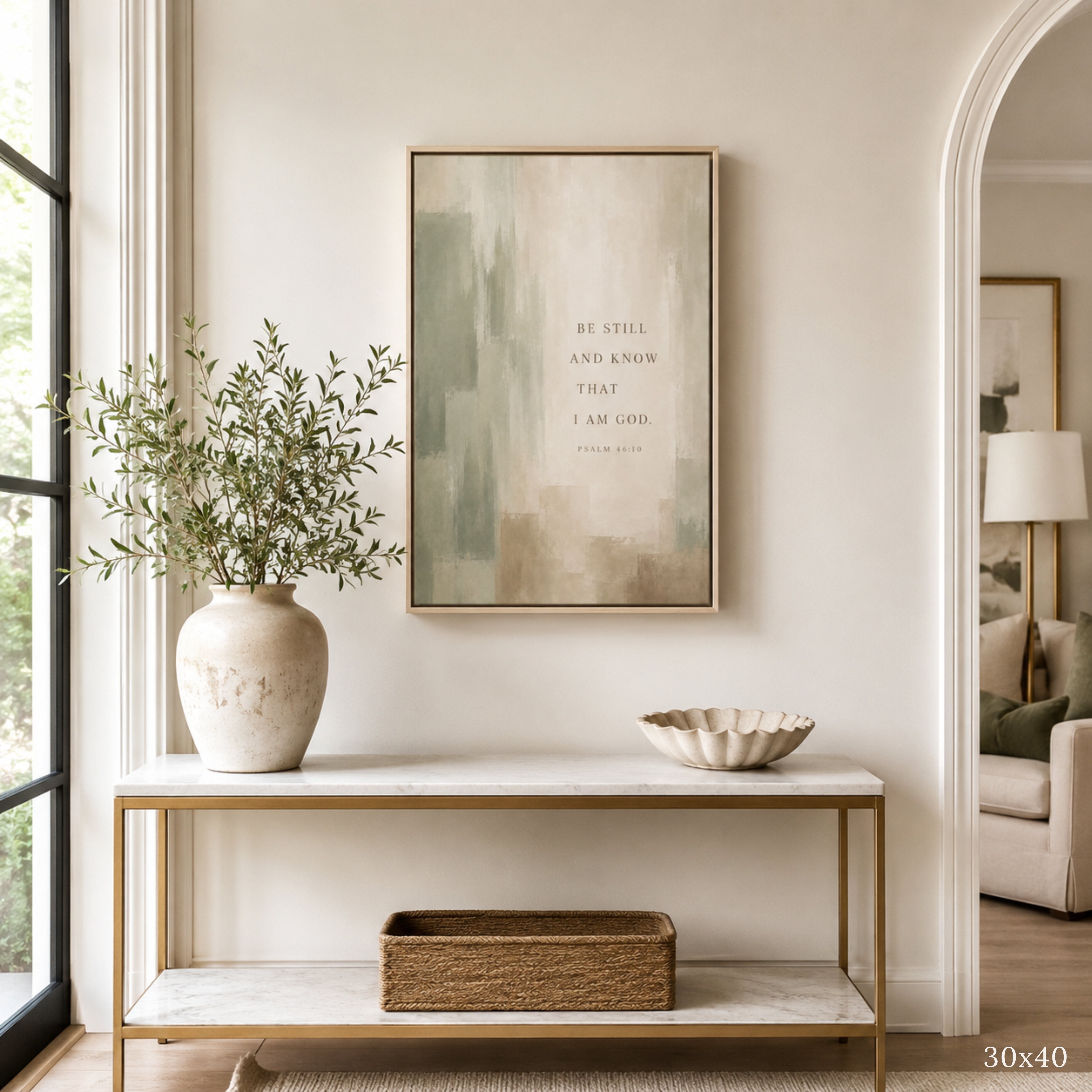 Be Still and Know | Sage Psalm 46:10 Canvas Wall Art