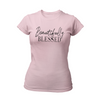 pink Beautifully Blessed inspirational women's T-shirt