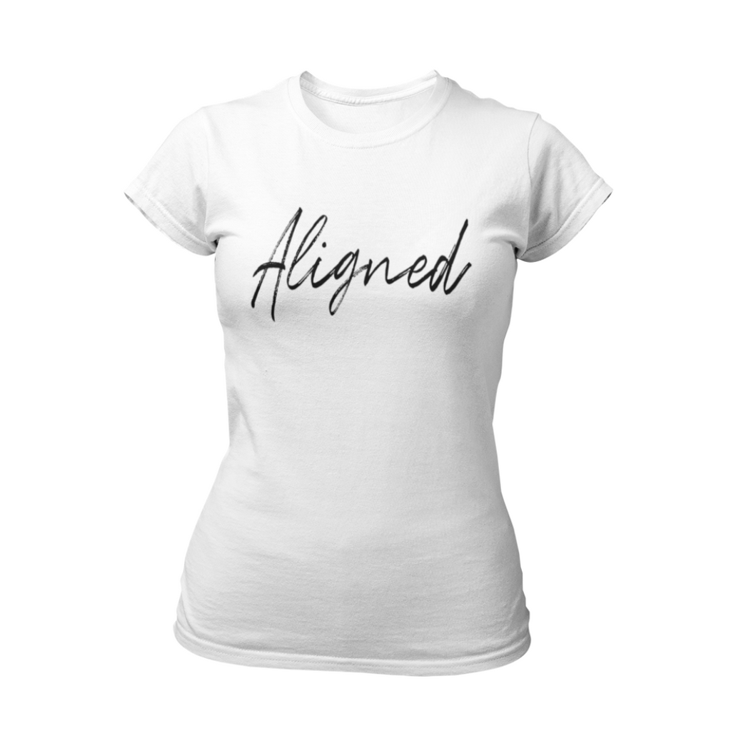 White Aligned Law of Attraction T-Shirt by Living Redesigned
